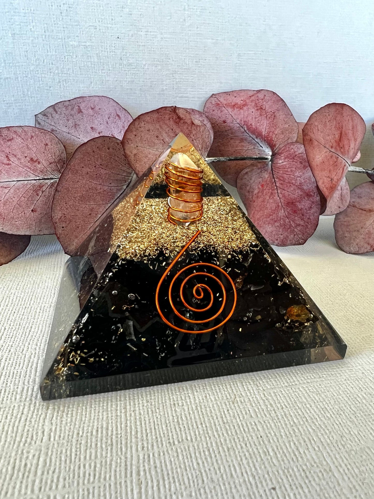 Black Tourmaline & Copper Orgone Pyramid