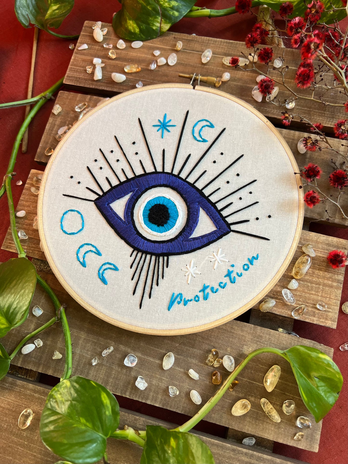 Evil Eye Embroidery Hoop